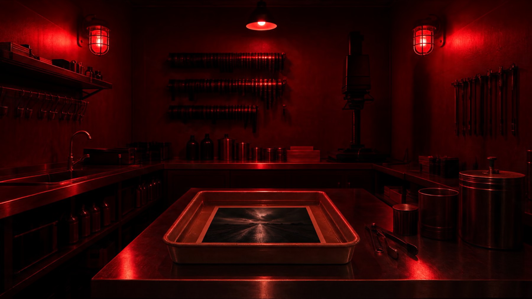 Inside the red room.